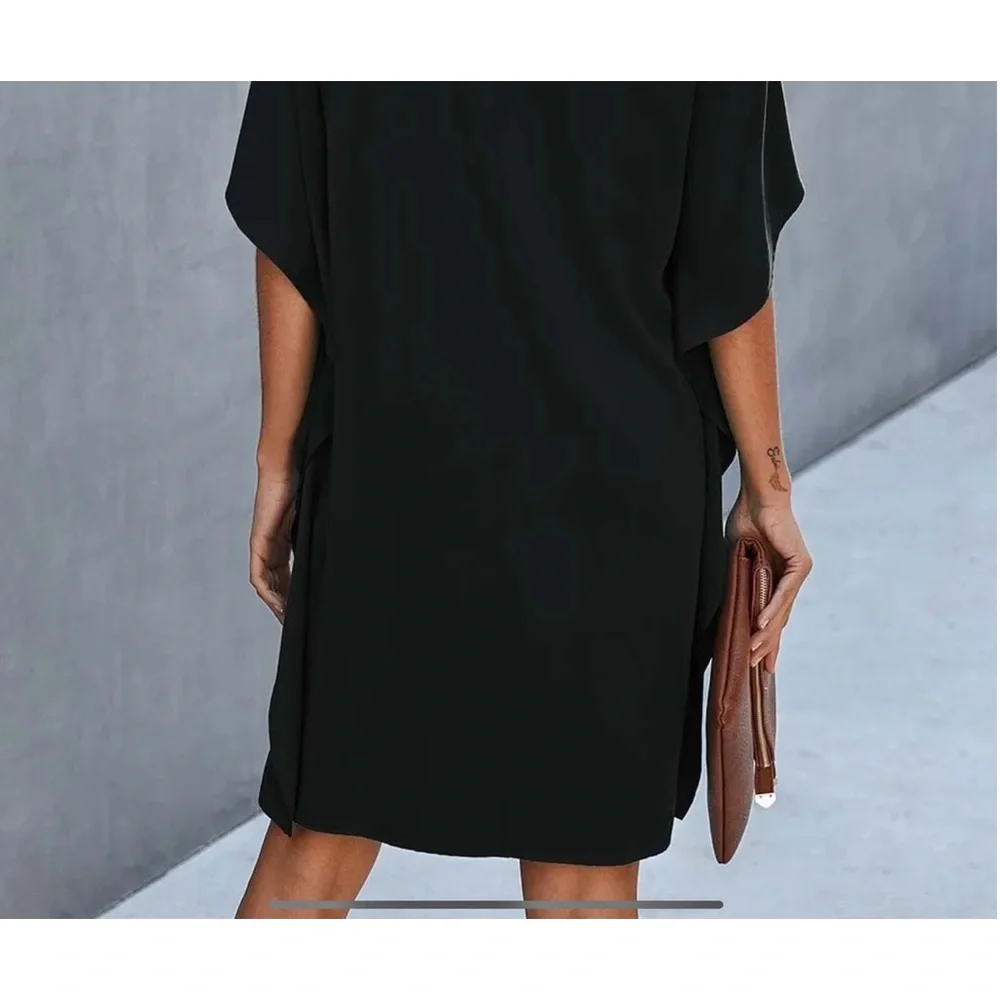 NWOT Elings classic little black dress. V neck, cape sleeve LARGE - Picture 4 of 6